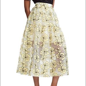 JIZIA FLORAL-EMBROIDERED MIDI SKIRT NWT  1 S